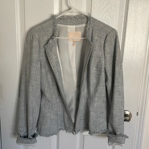 Rebecca Taylor fringe Boucle white/gray/blue jacket sz 10